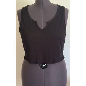 Women's SHEIN Ribbed Crop Tank Top Black Size 1XL